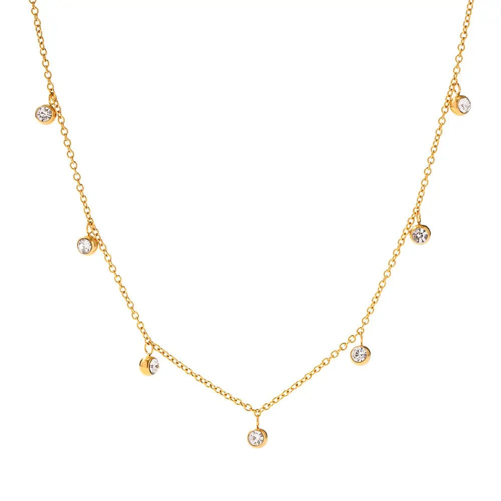Crystal Droplet 18k Gold Necklace