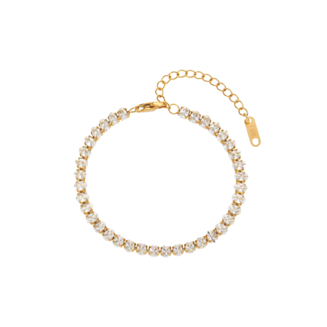 Oval 18k Gold Tennis Bracelet
