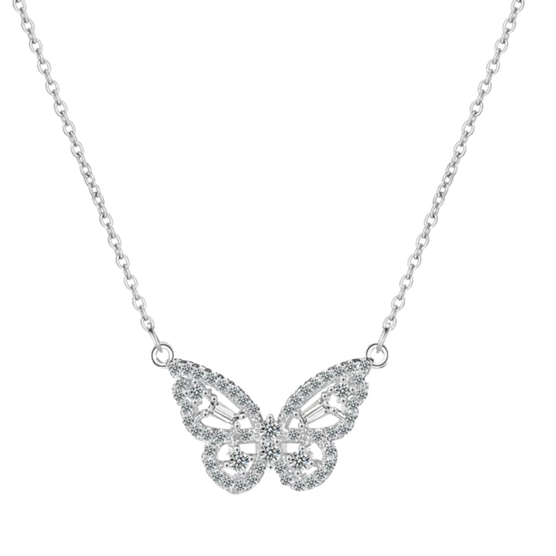 Crystal Butterfly 925 Silver Necklace